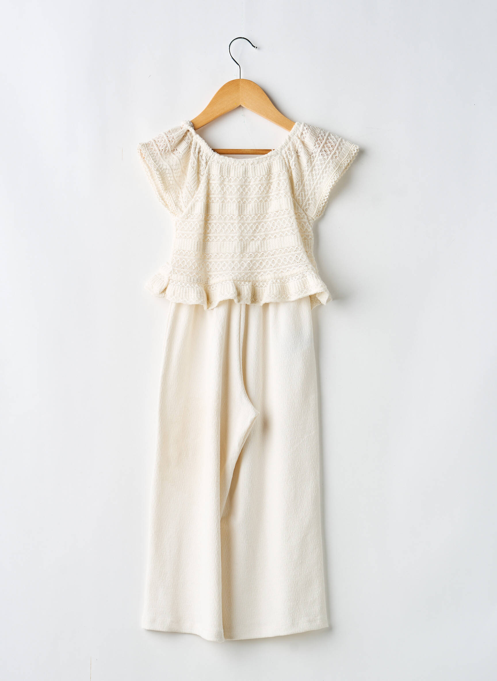 Combi-pantalon col rond manches courtes beige MAYORAL fille