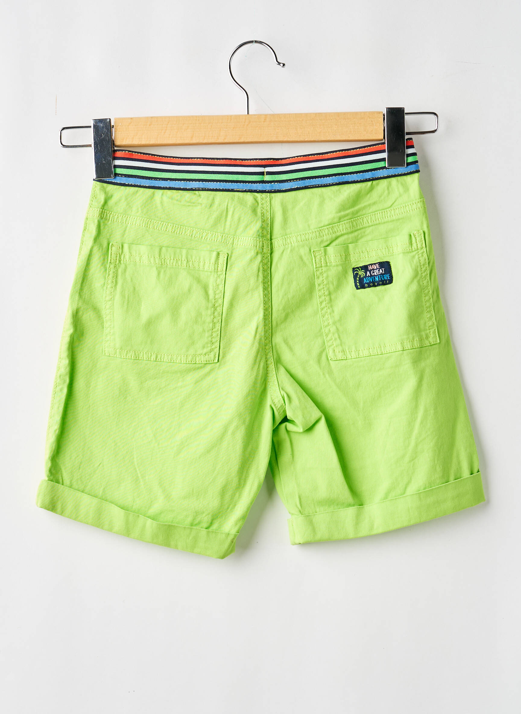 Bermuda tissage popeline taille élastique vert BOBOLI garçon