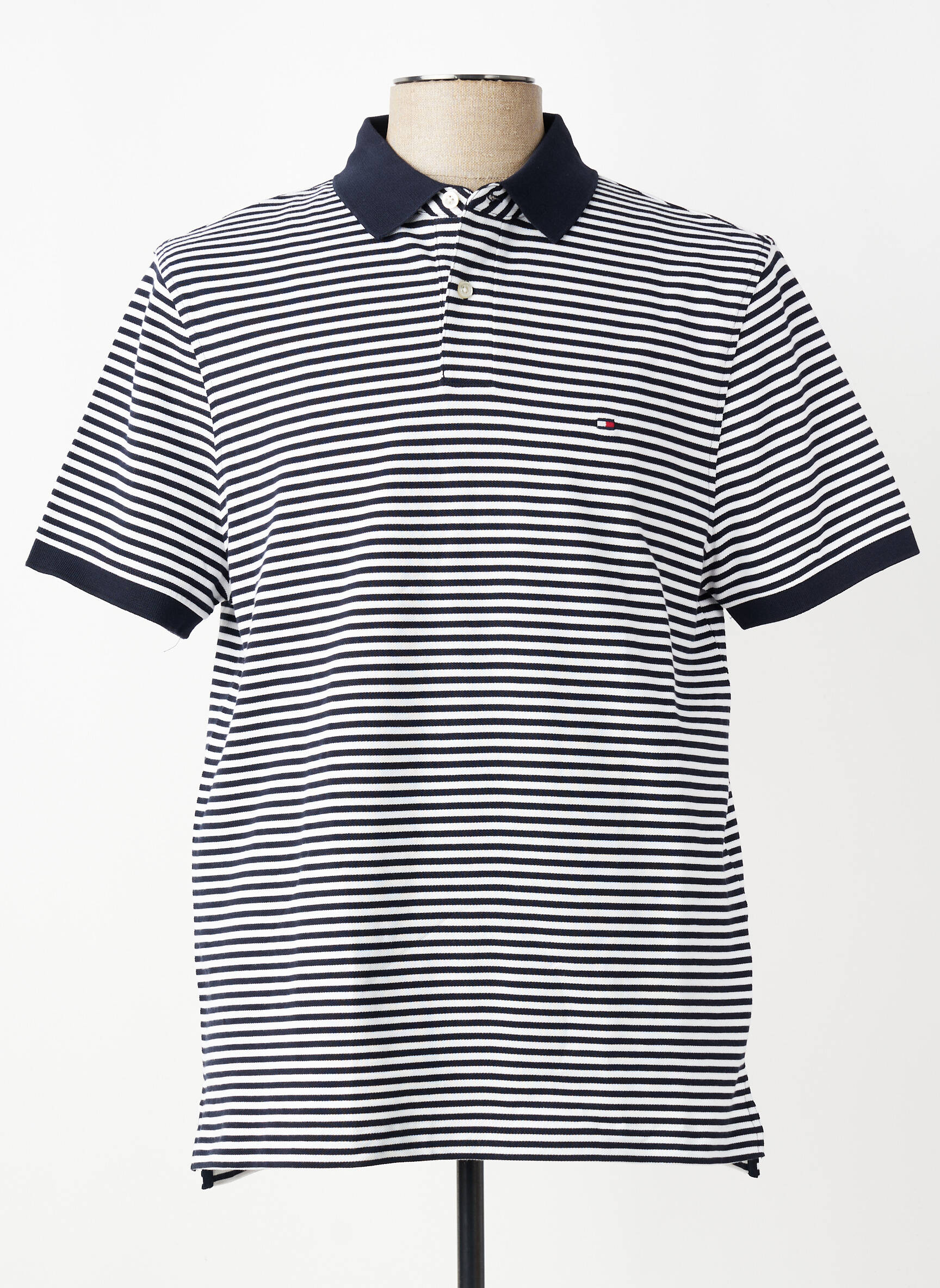 Polo imprimé rayures manches courtes bleu TOMMY HILFIGER homme