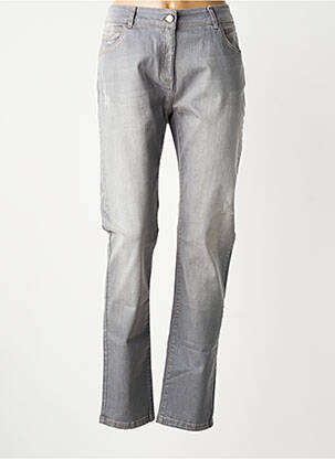 Jeans coupe slim effet usé délavé taille normale gris ANDAMIO femme