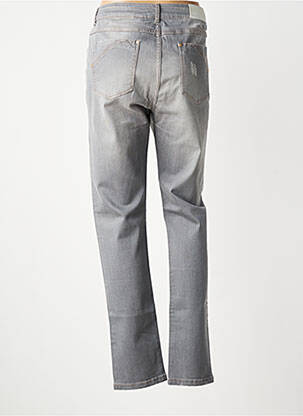 Jeans coupe slim effet usé délavé taille normale gris ANDAMIO femme