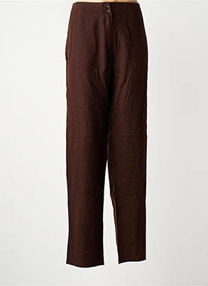 Pantalon droit tissage crêpe taille normale marron QUATTRO femme