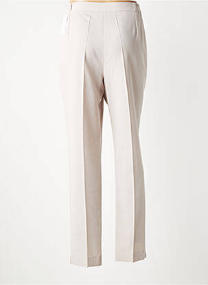Pantalon slim taille haute taille haute beige ELSSA femme