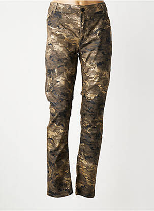 Pantalon slim tissage popeline taille normale vert LAUREN VIDAL femme
