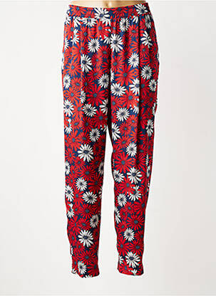 Pantalon droit tissage crêpe rouge LAUREN VIDAL femme