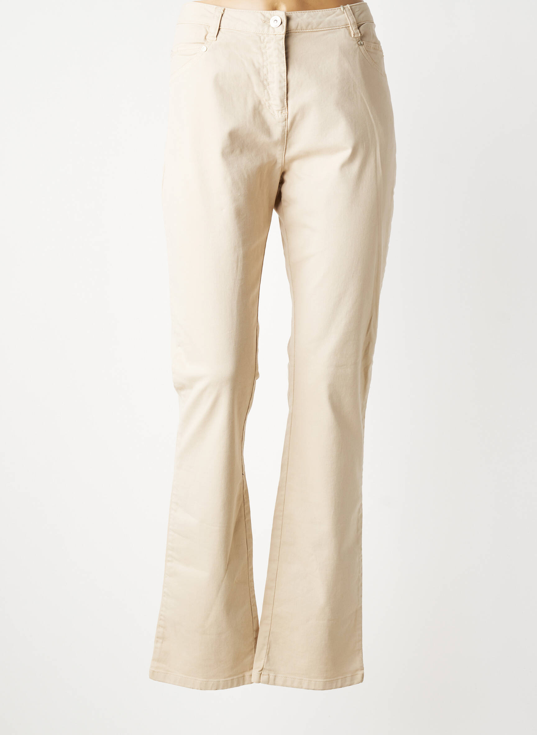 Pantalon droit tissage popeline taille normale beige DIANE LAURY femme
