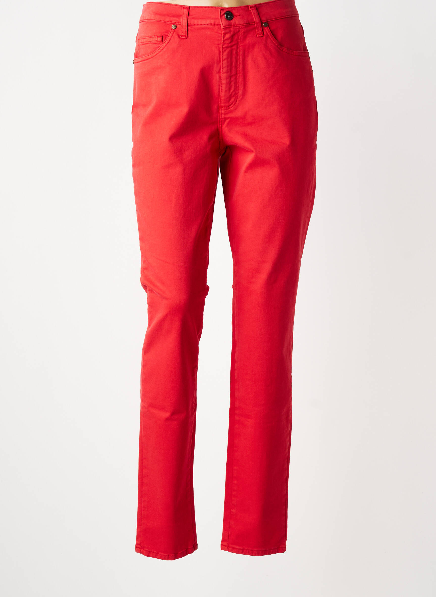 Jeans coupe slim stretch taille normale rouge LCDN femme