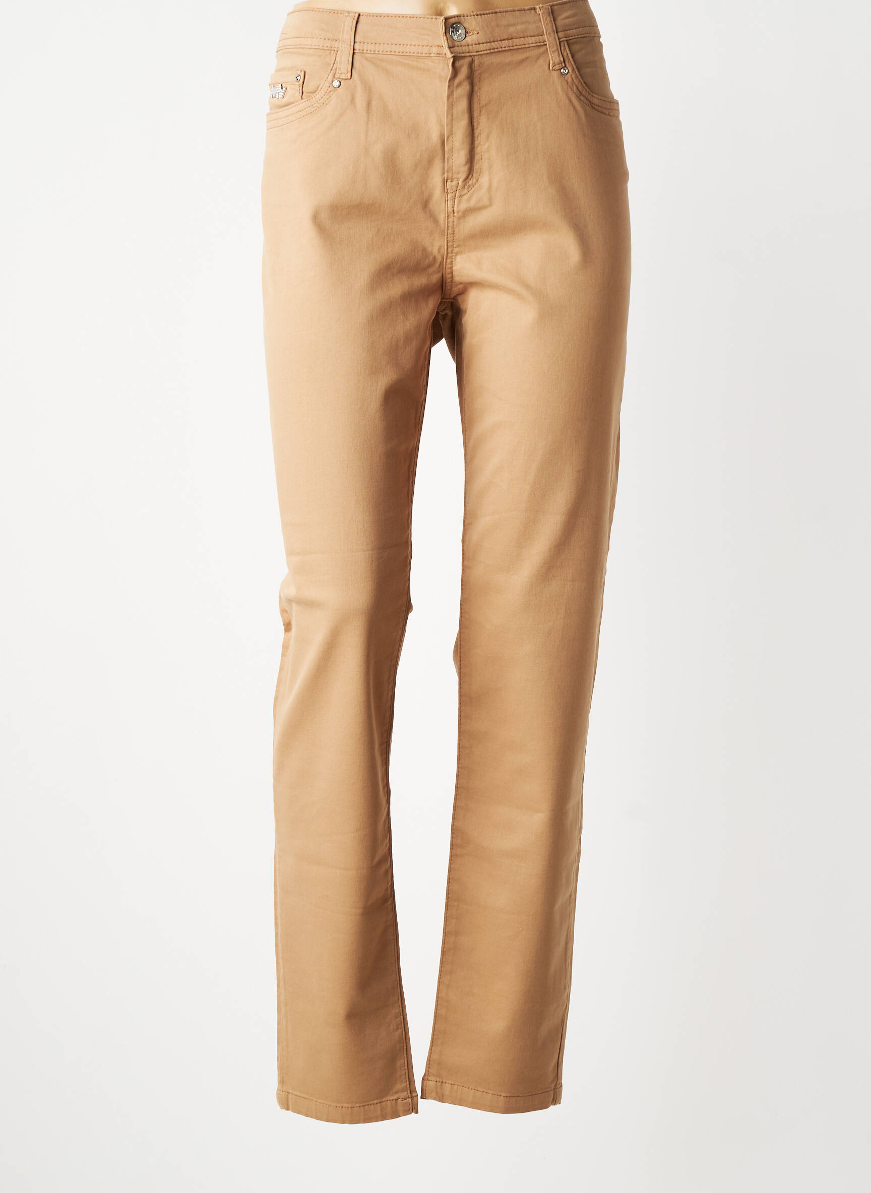 Jeans coupe slim stretch taille normale beige FUEGO WOMAN femme