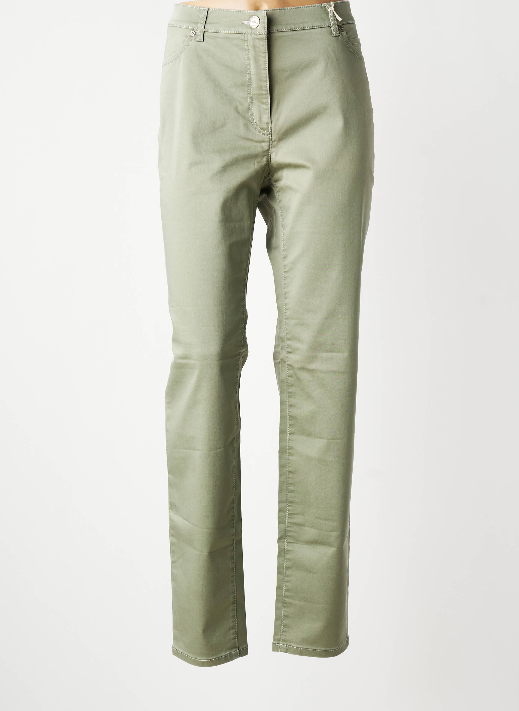 Pantalon slim tissage popeline taille normale vert TONI femme