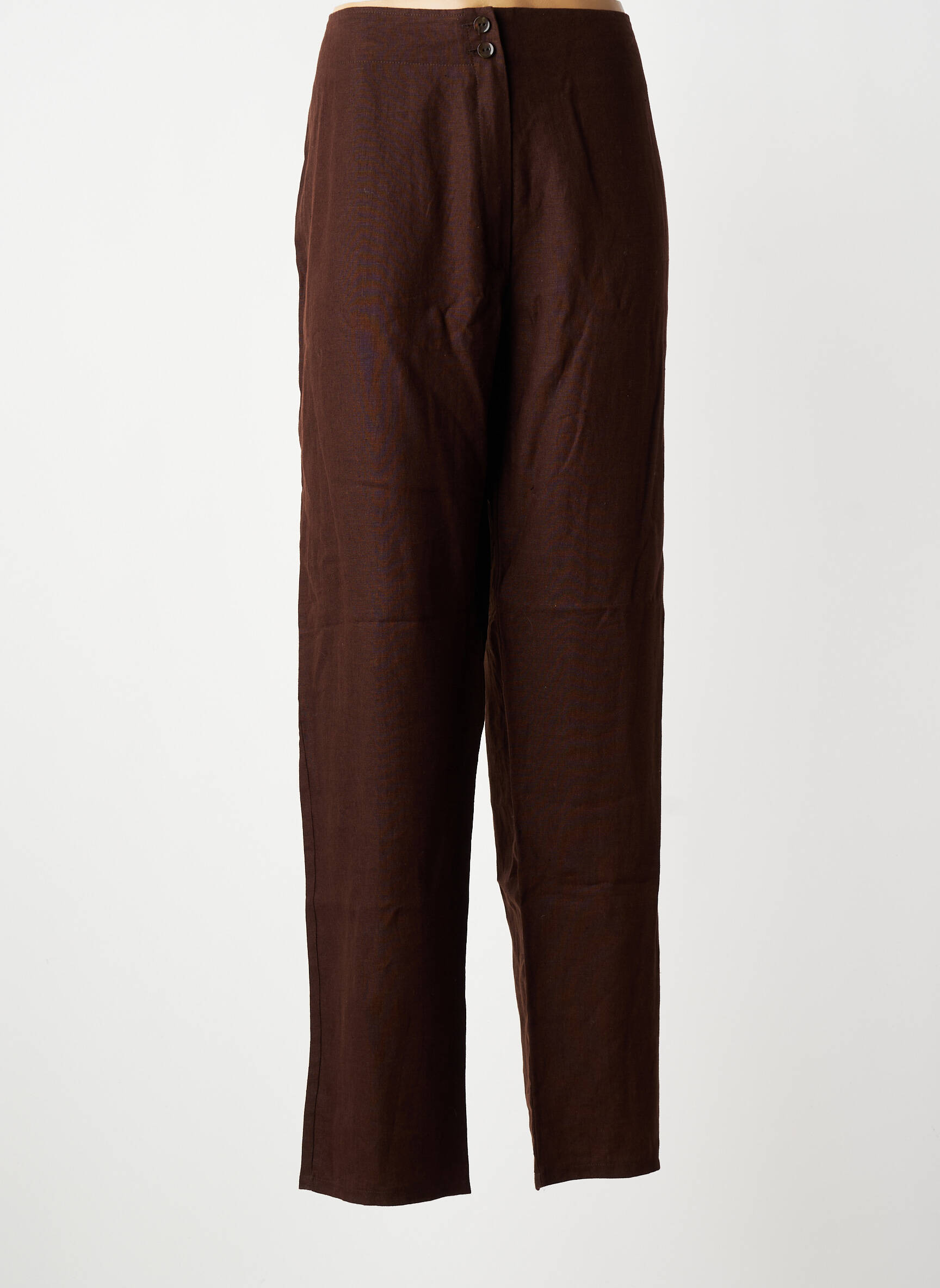 Pantalon droit tissage crêpe taille normale marron QUATTRO femme