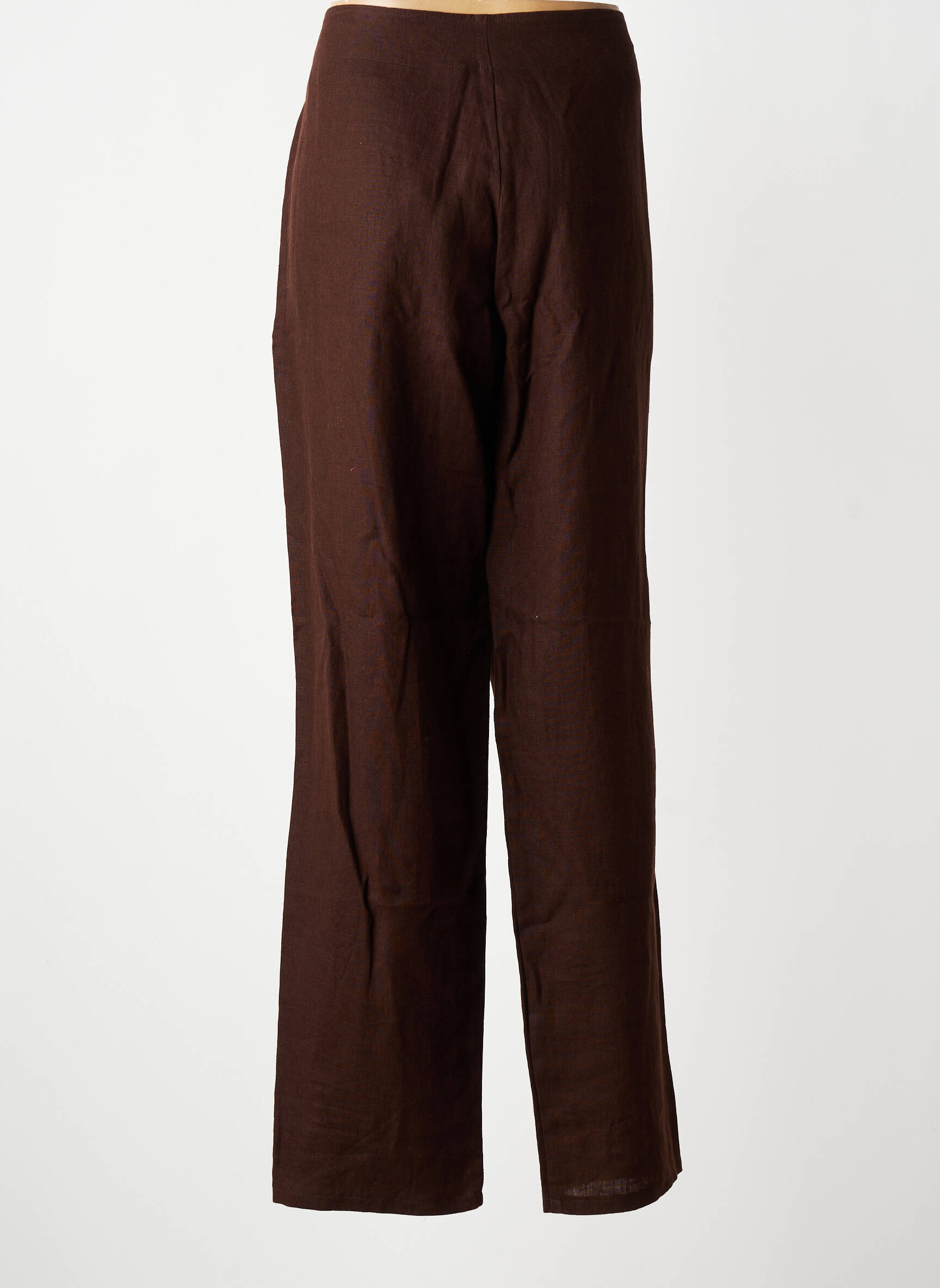 Pantalon droit tissage crêpe taille normale marron QUATTRO femme
