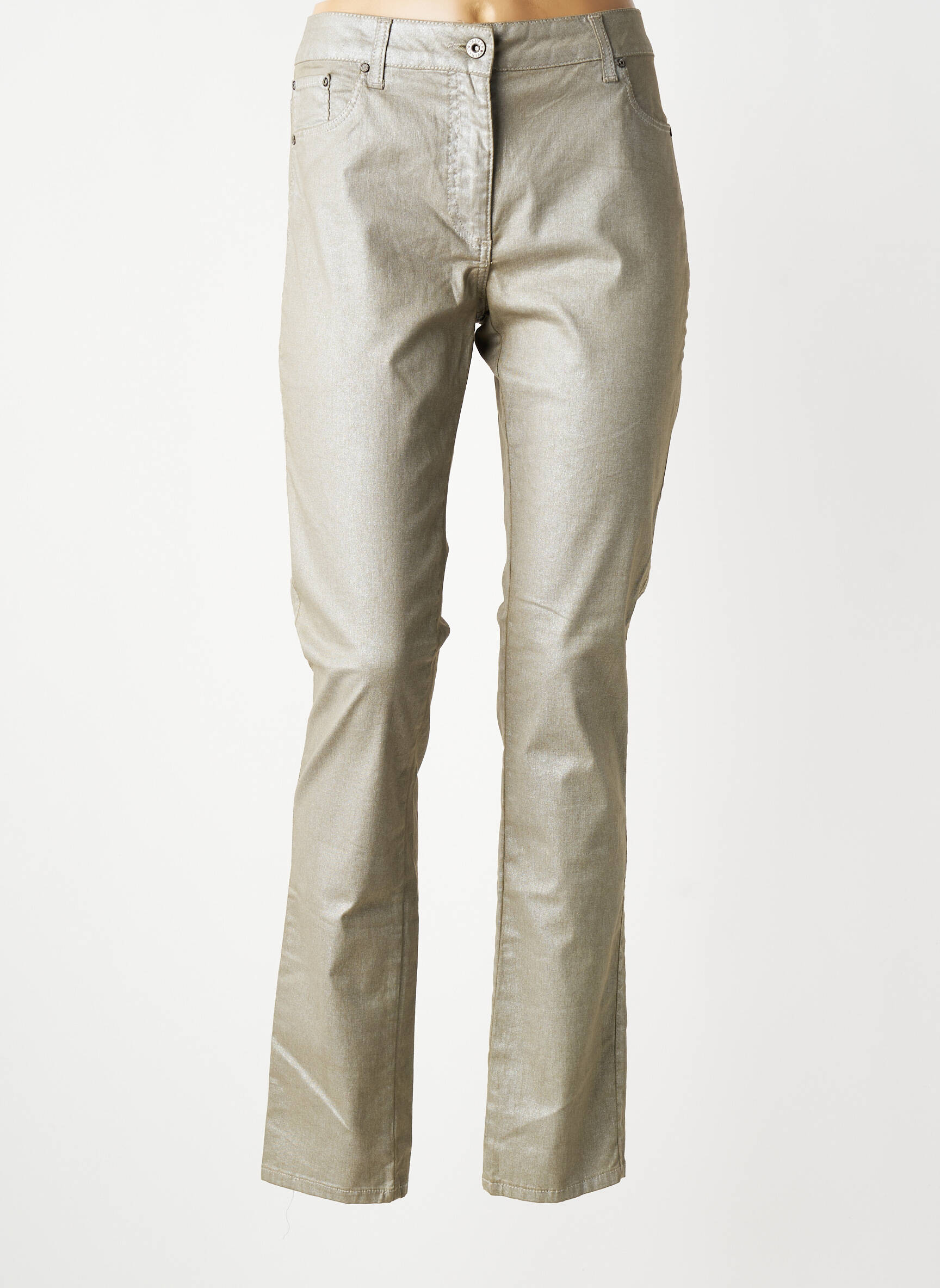 Pantalon slim tissage enduit taille normale vert LAUREN VIDAL femme