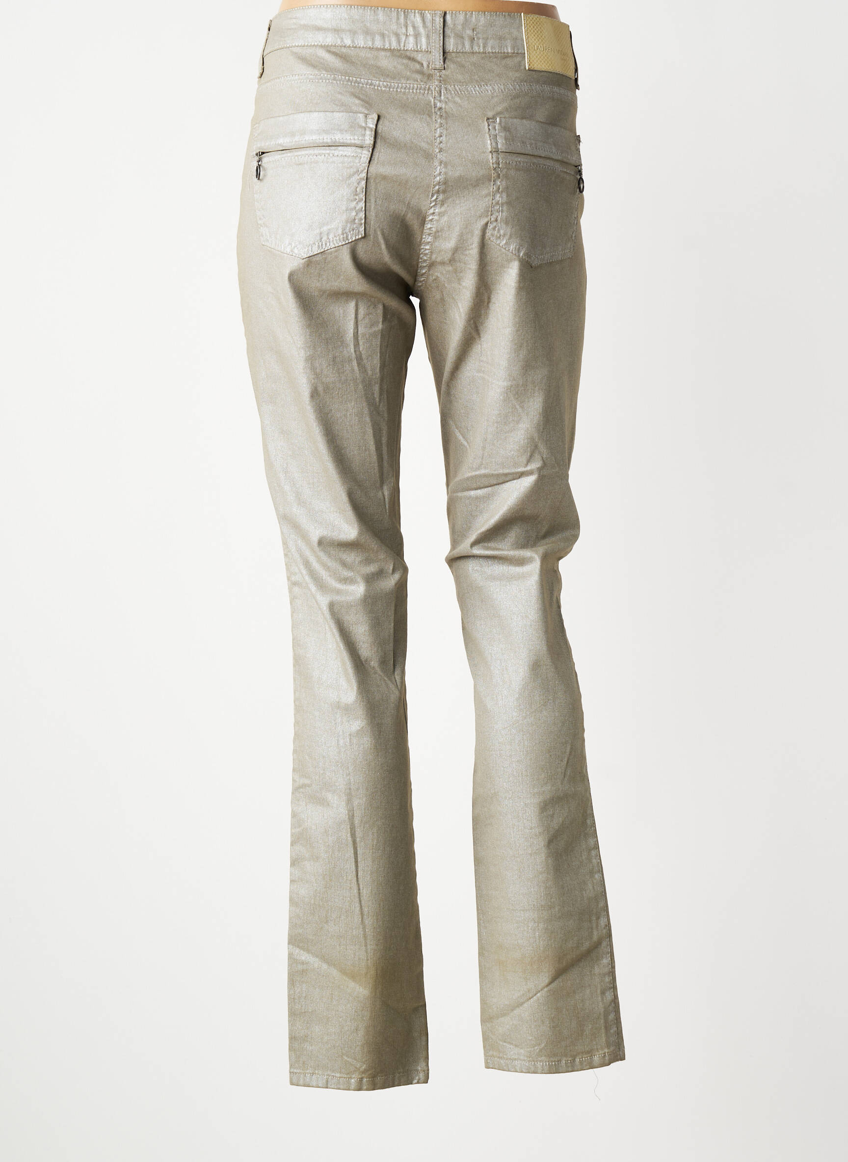 Pantalon slim tissage enduit taille normale vert LAUREN VIDAL femme