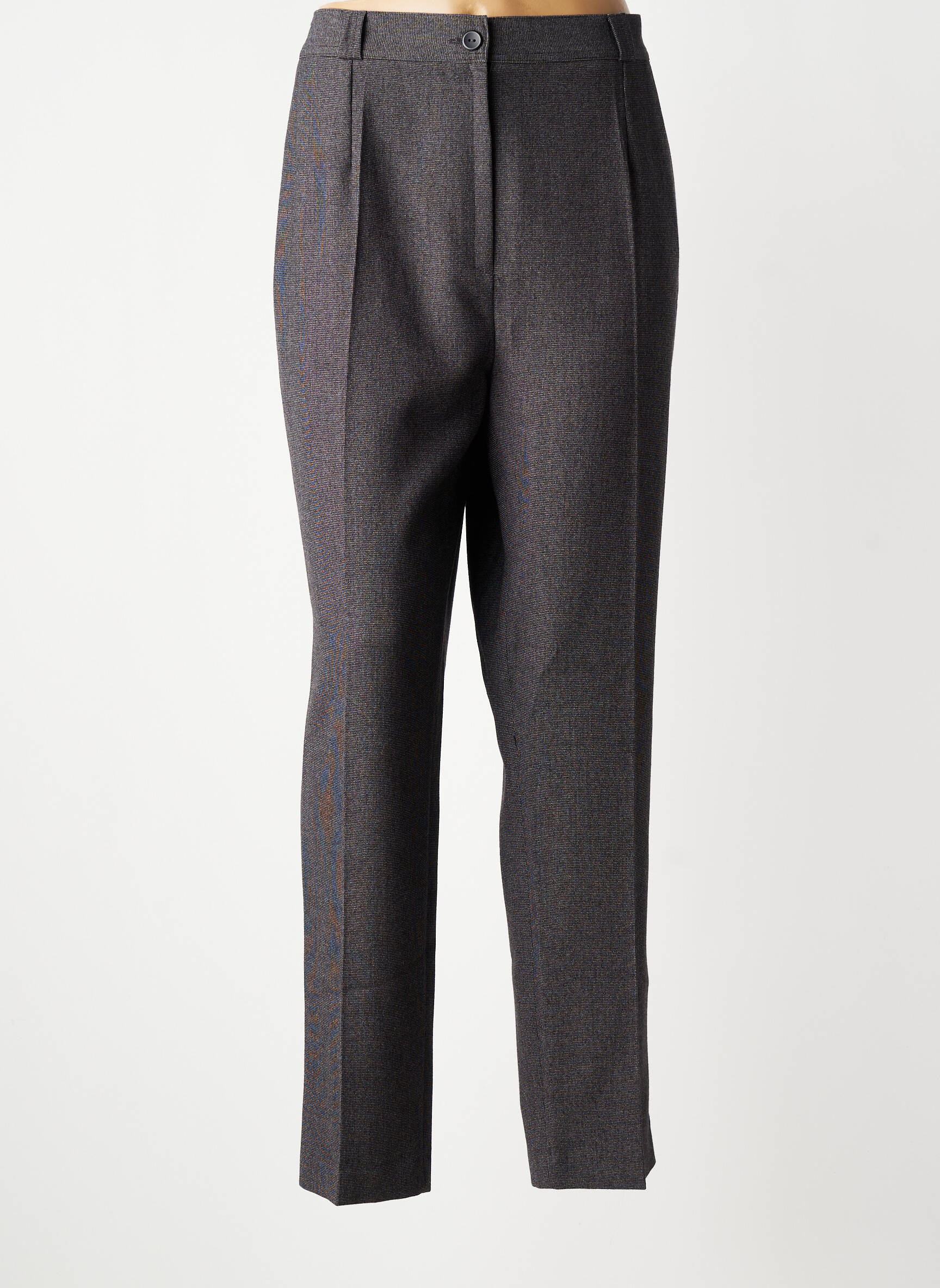 Pantalon droit taille à pinces taille haute gris ELSSA femme