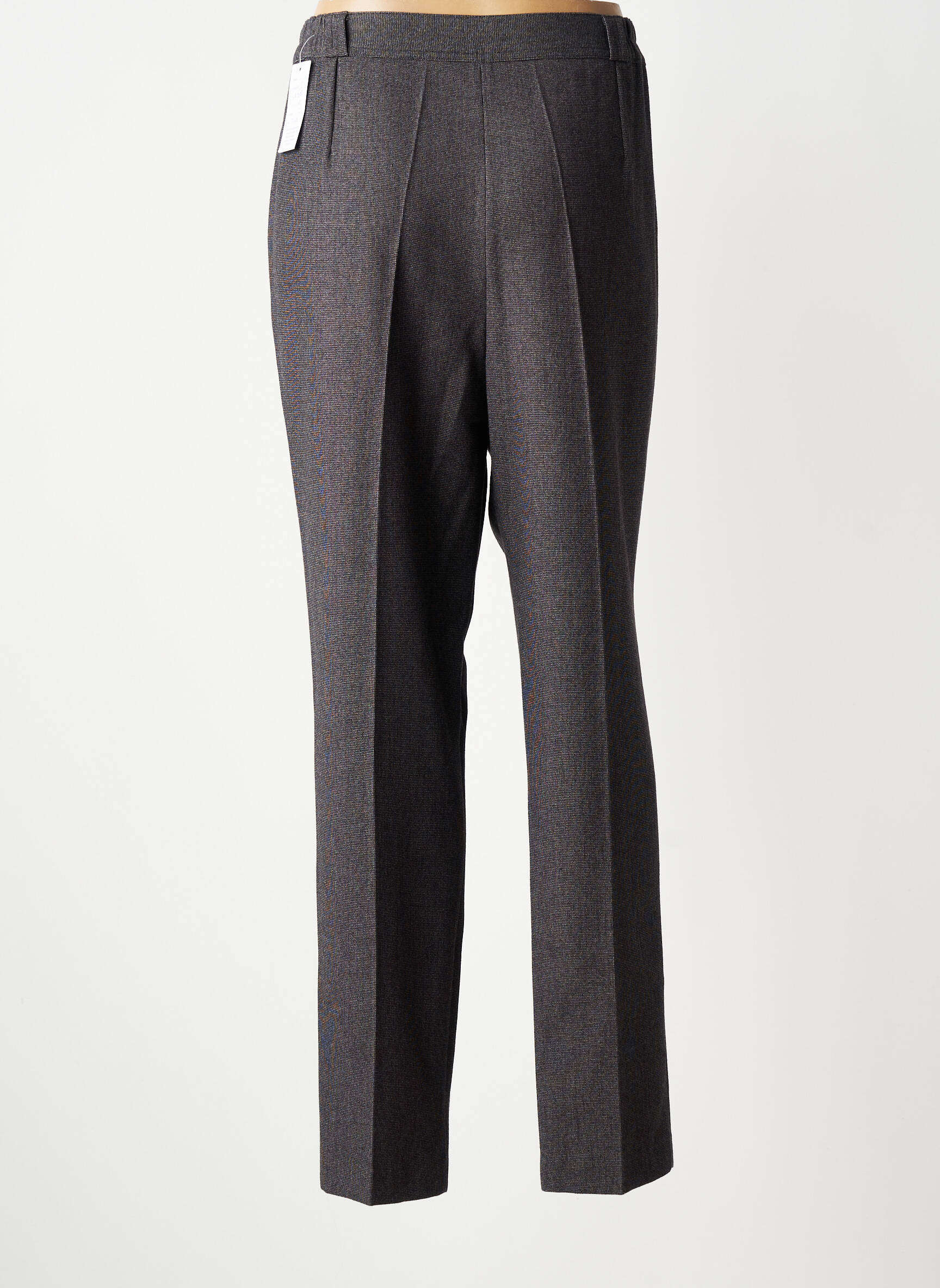 Pantalon droit taille à pinces taille haute gris ELSSA femme