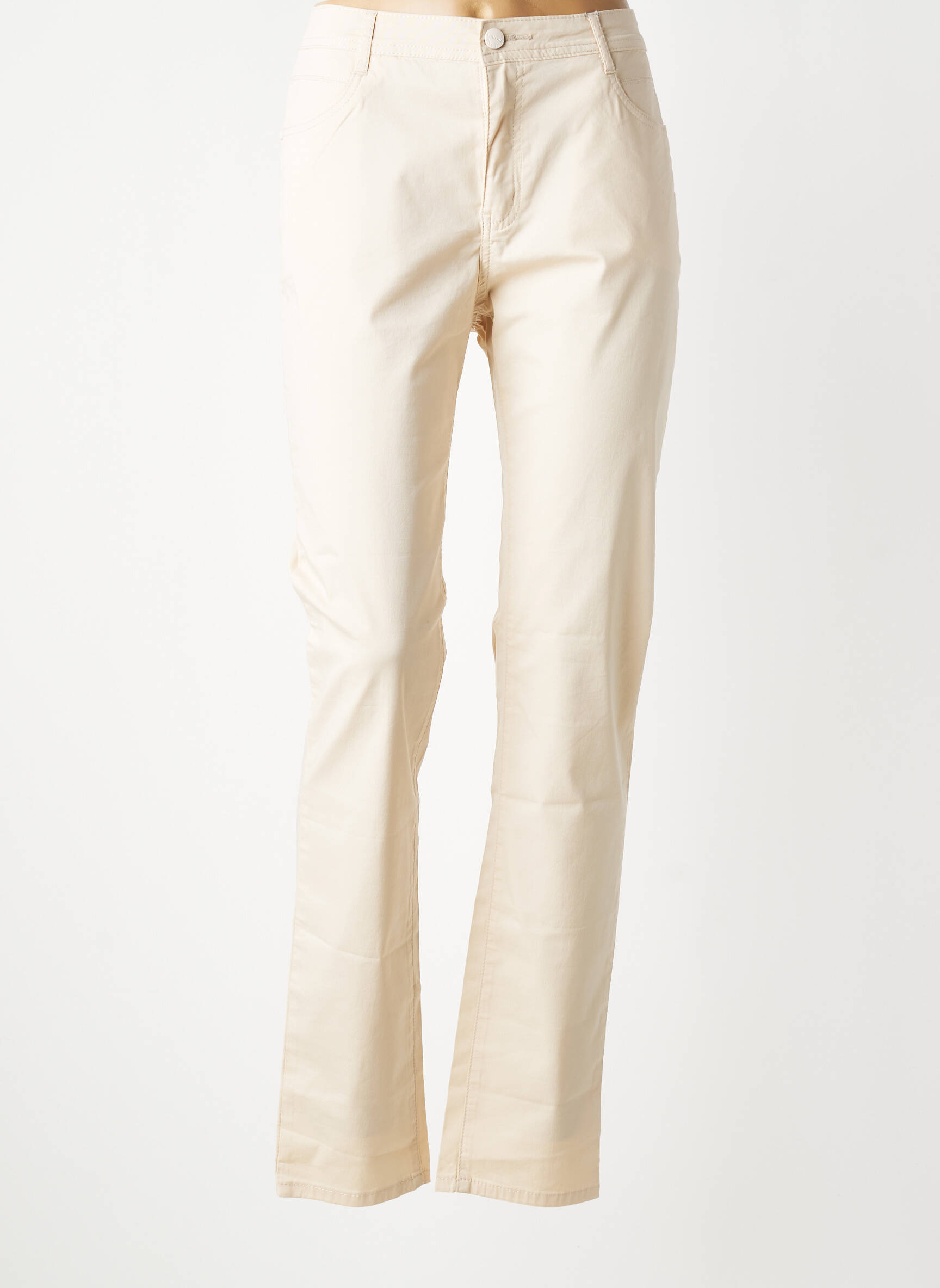 Pantalon slim taille haute taille haute beige YOULINE femme