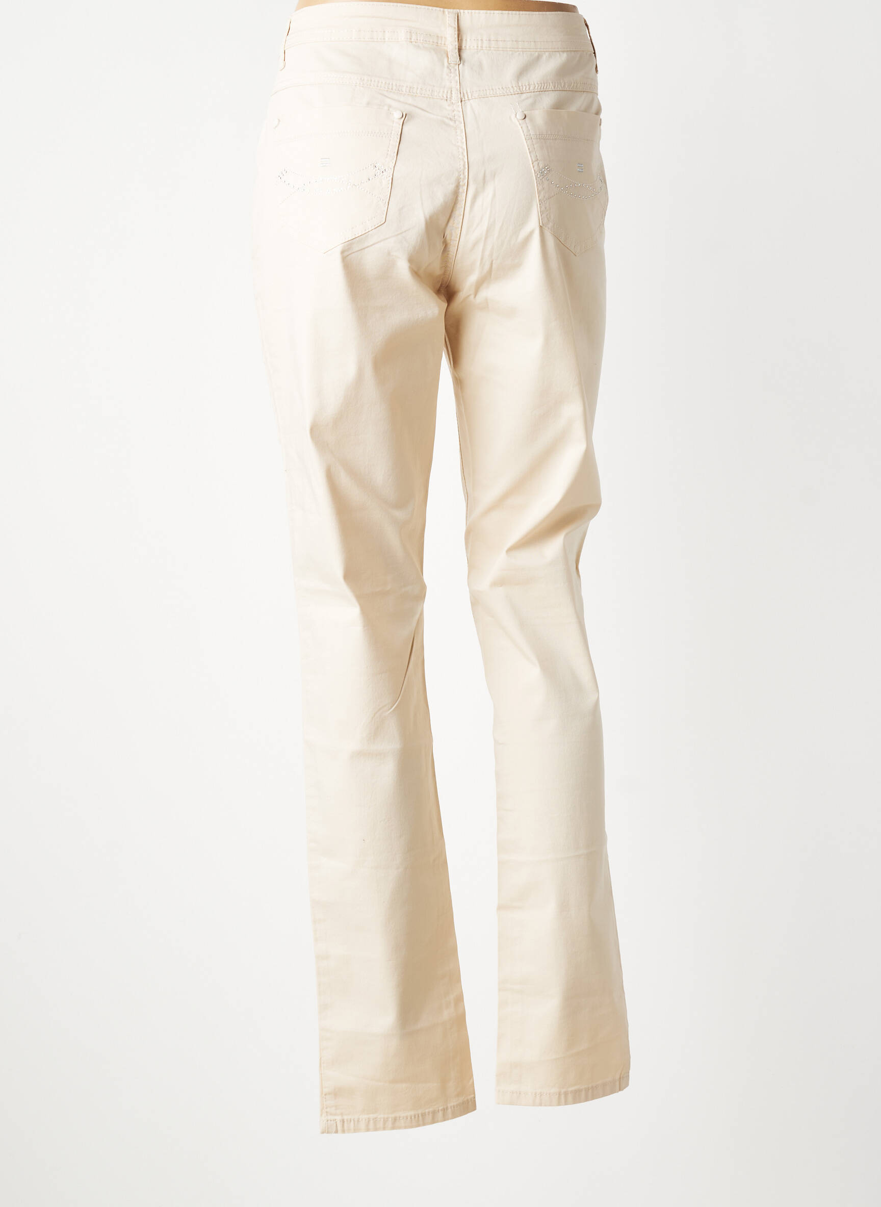 Pantalon slim taille haute taille haute beige YOULINE femme