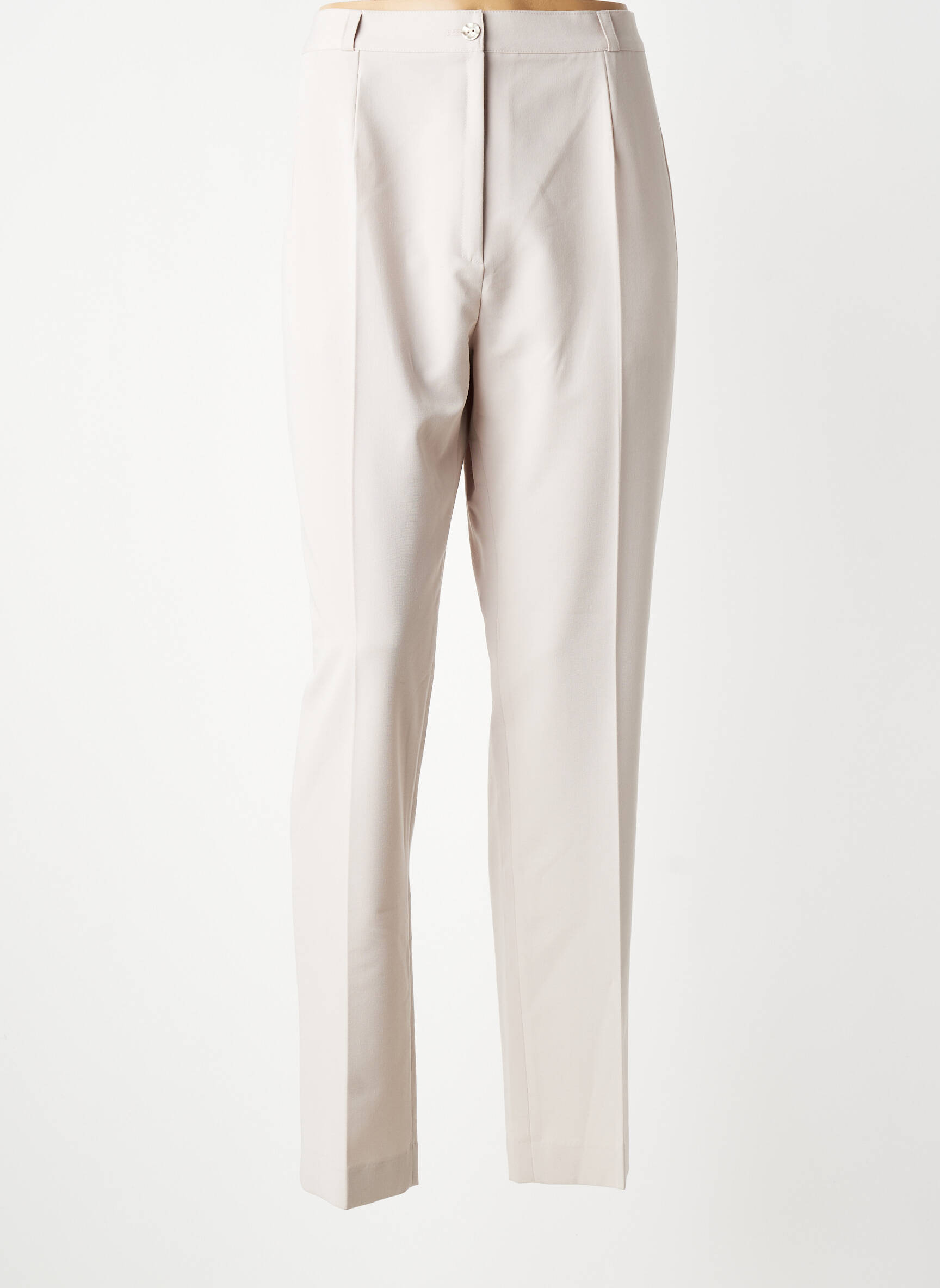 Pantalon slim taille haute taille haute beige ELSSA femme