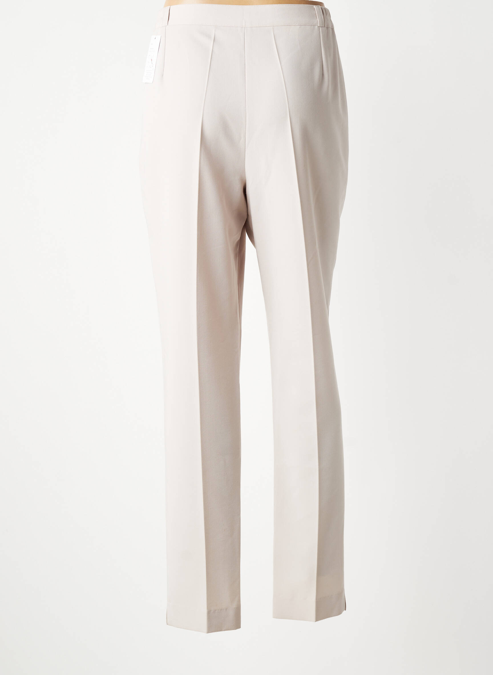 Pantalon slim taille haute taille haute beige ELSSA femme