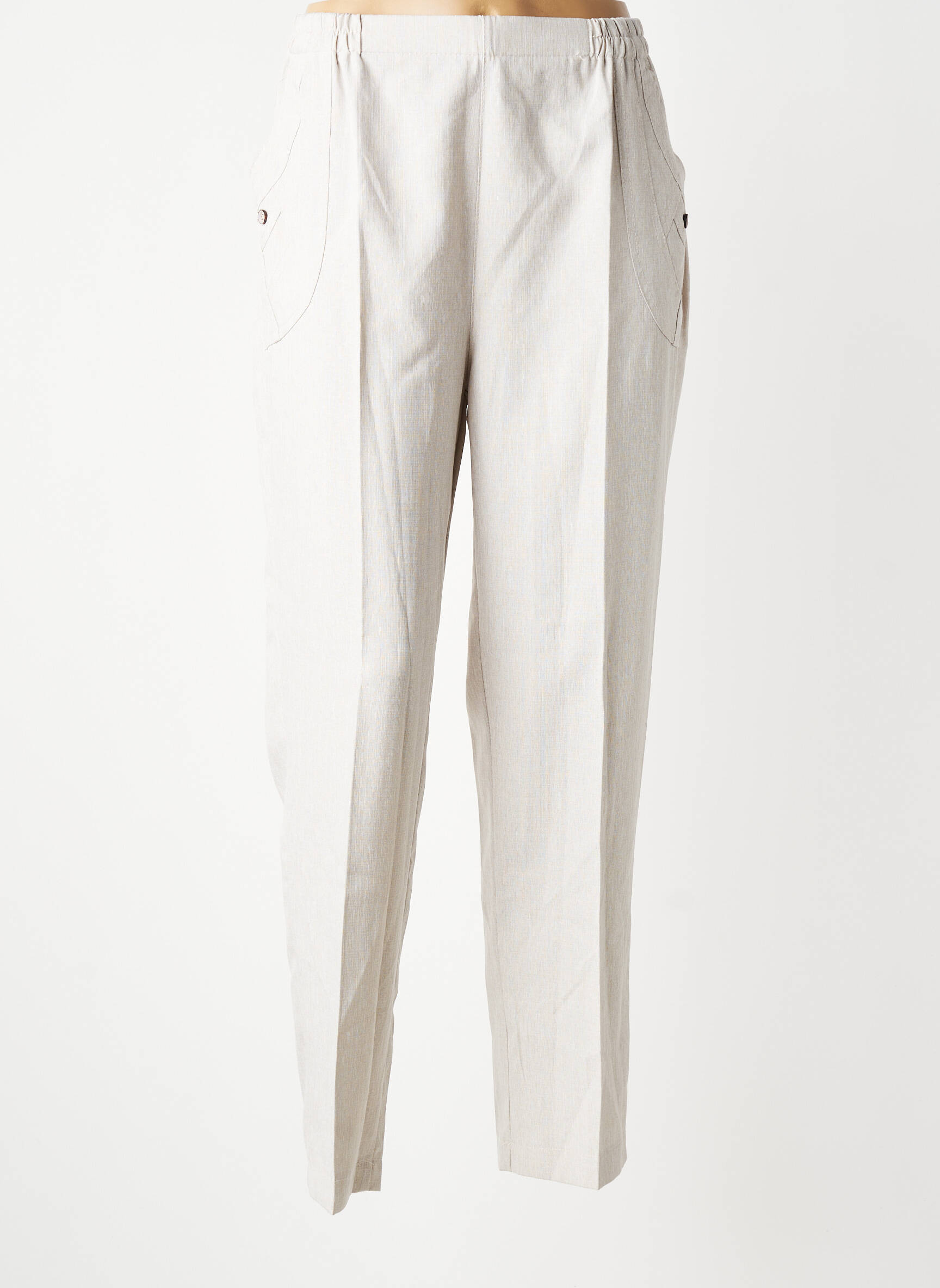 Pantalon droit taille à pinces taille haute gris VISION NIGHT femme