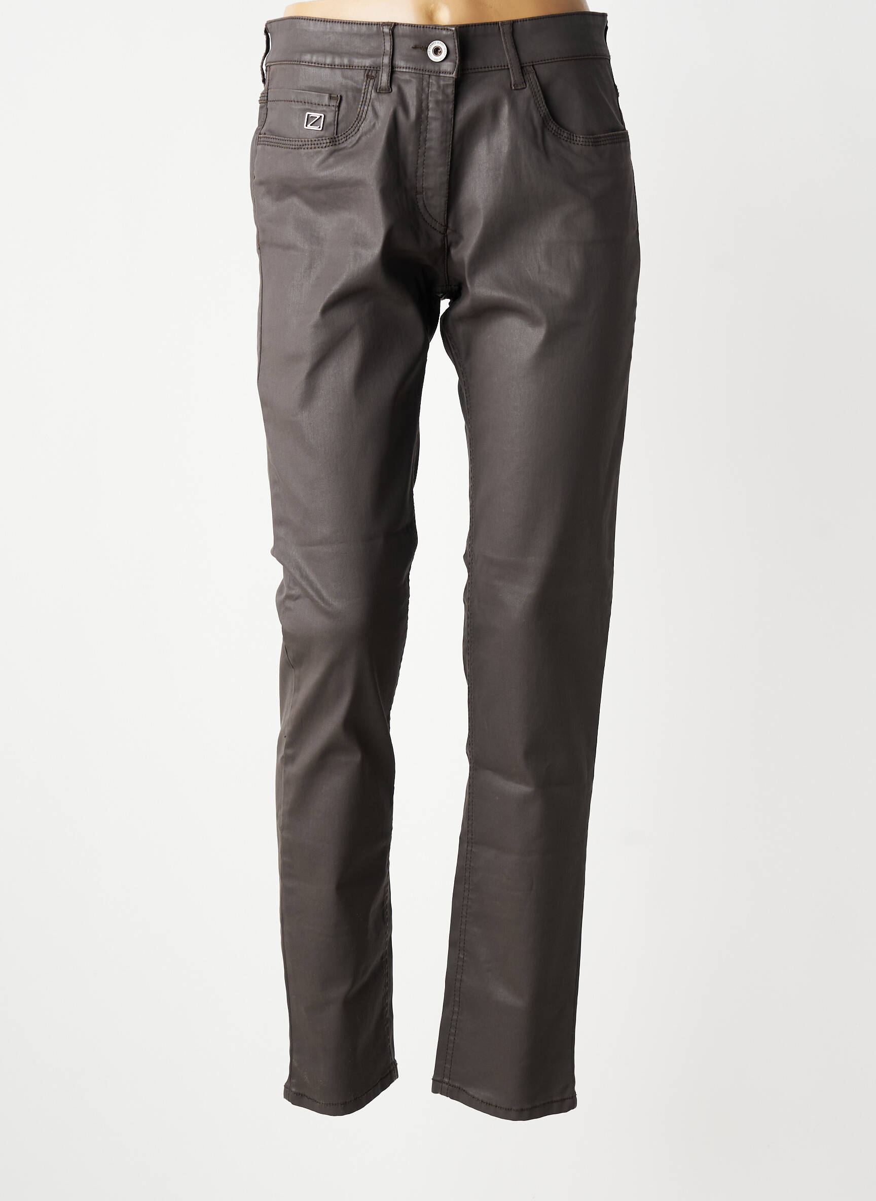 Pantalon slim tissage enduit taille normale gris ZERRES femme