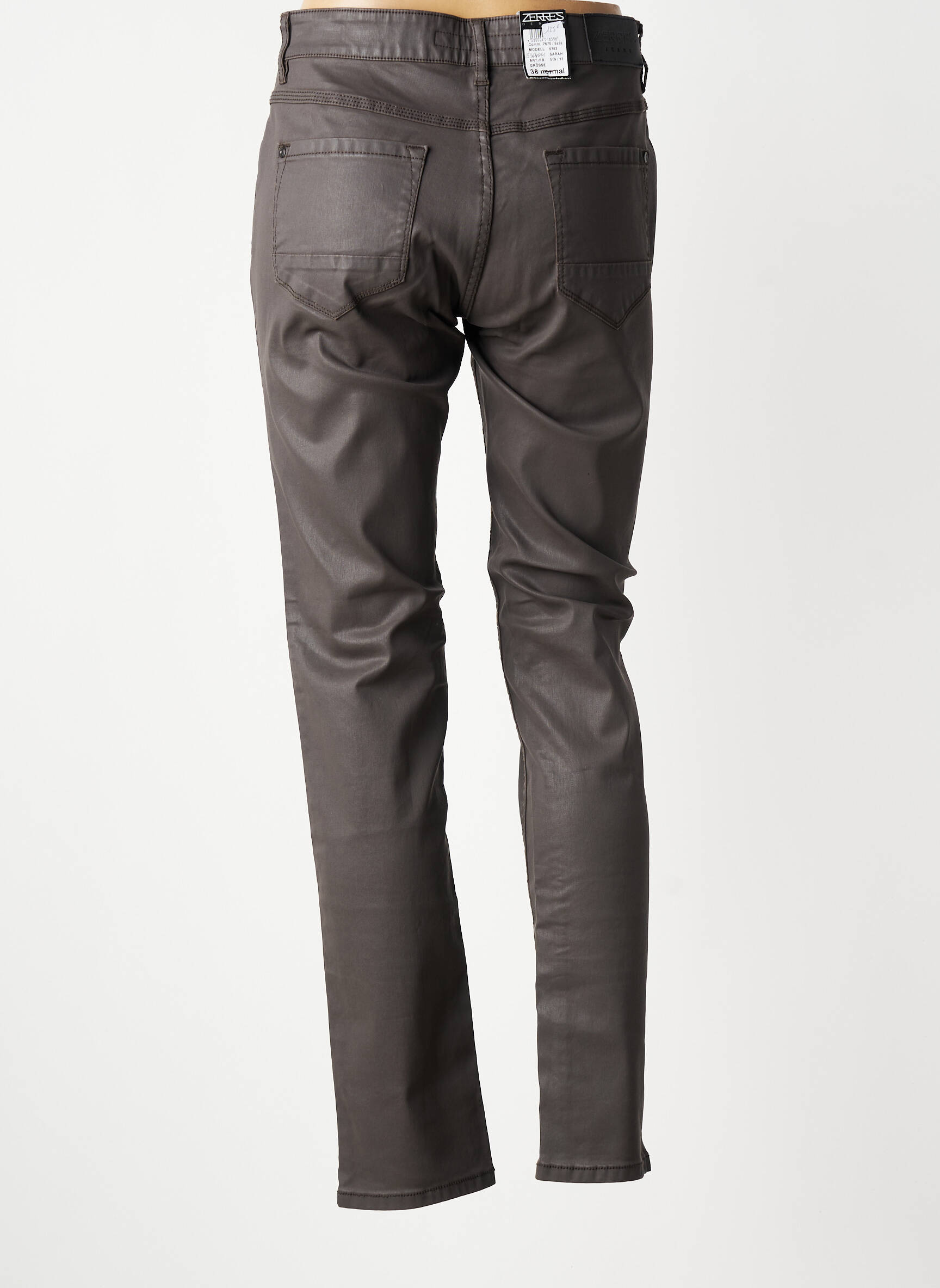 Pantalon slim tissage enduit taille normale gris ZERRES femme