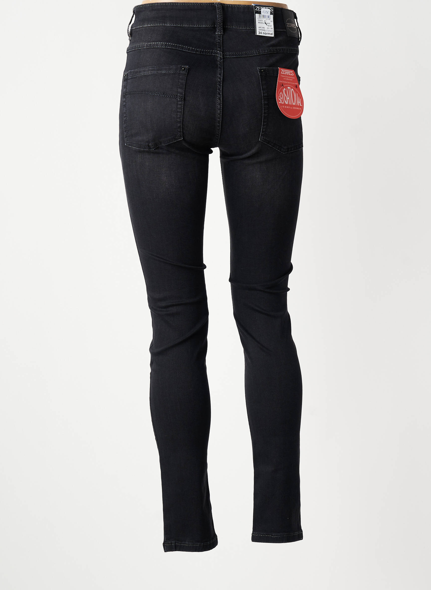 Jeans skinny taille haute taille haute noir ZERRES femme