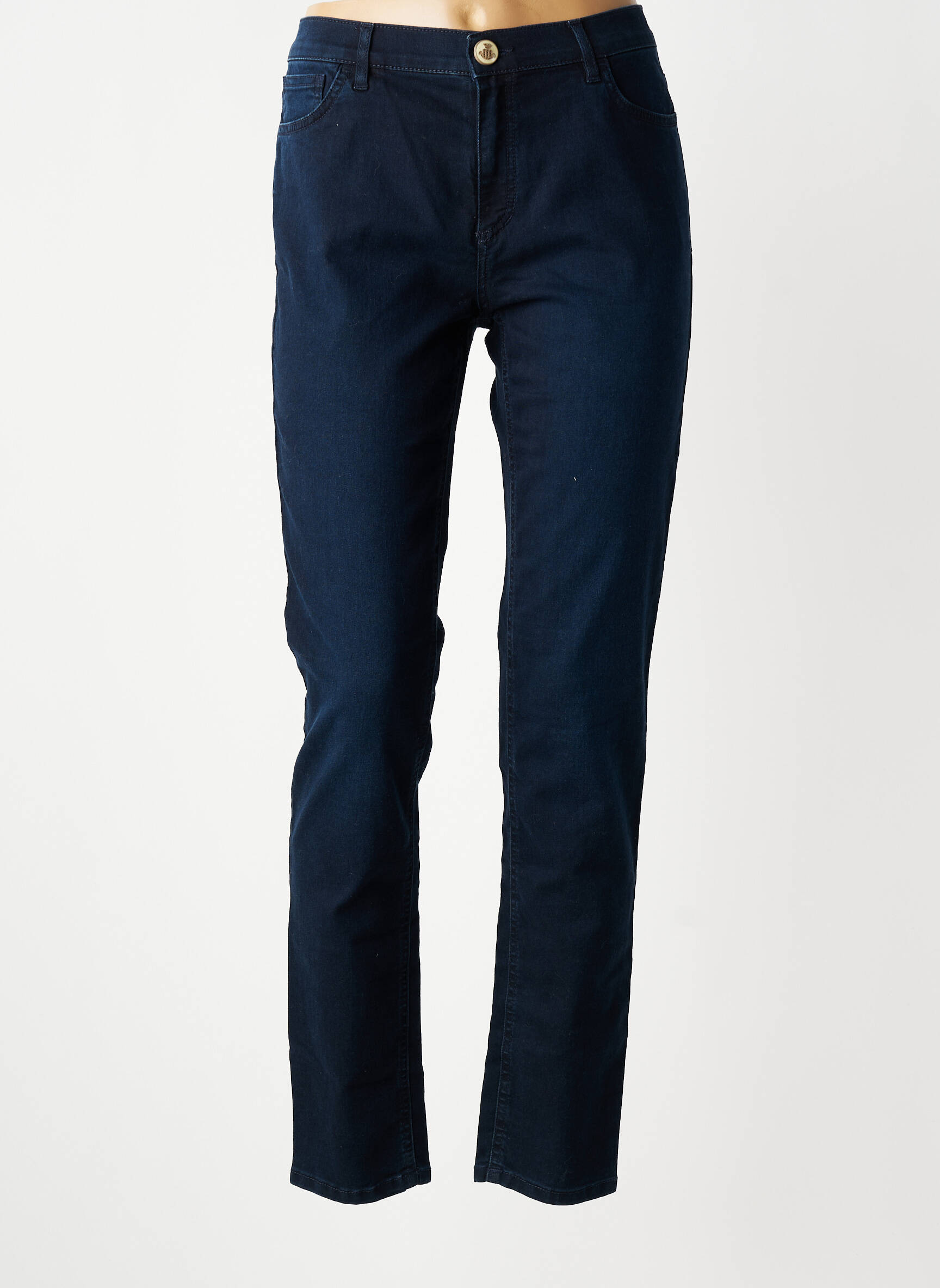 Jeans coupe slim tissage brut taille normale bleu DANIELA DALLAVALLE femme