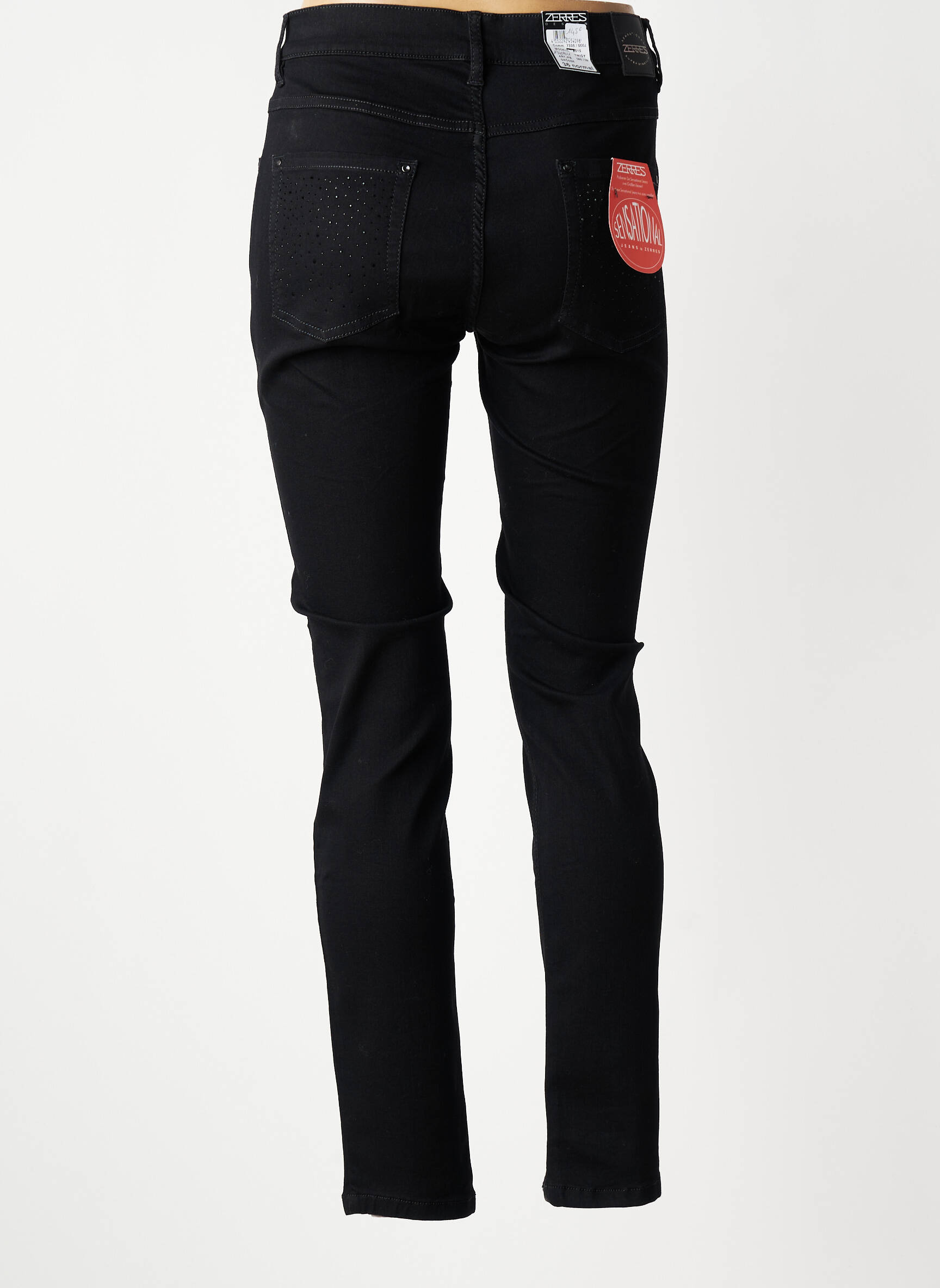 Jeans coupe slim tissage brut taille normale noir ZERRES femme