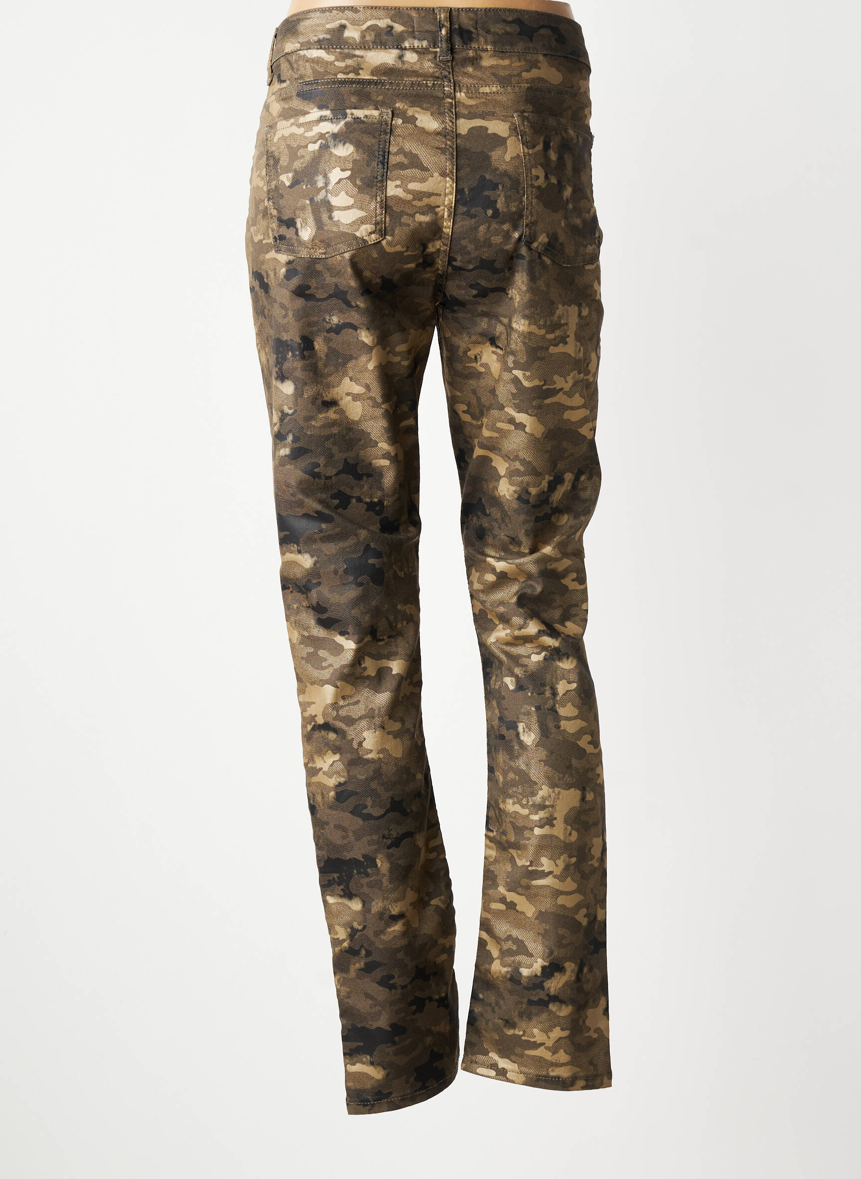 Pantalon slim tissage popeline taille normale vert LAUREN VIDAL femme