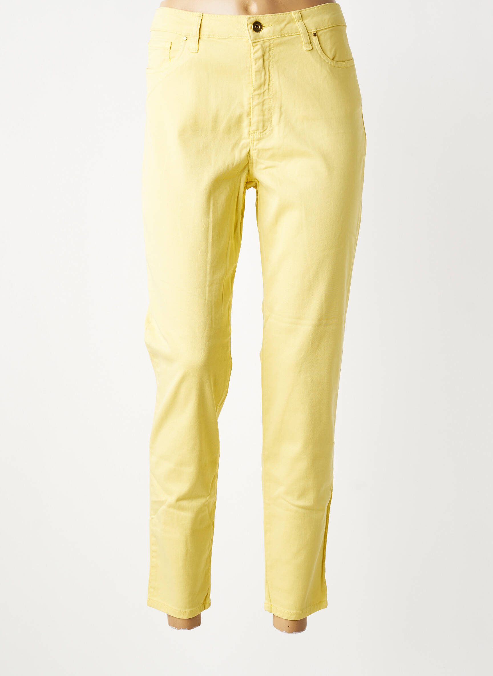 Pantalon slim tissage popeline taille normale jaune LCDN femme