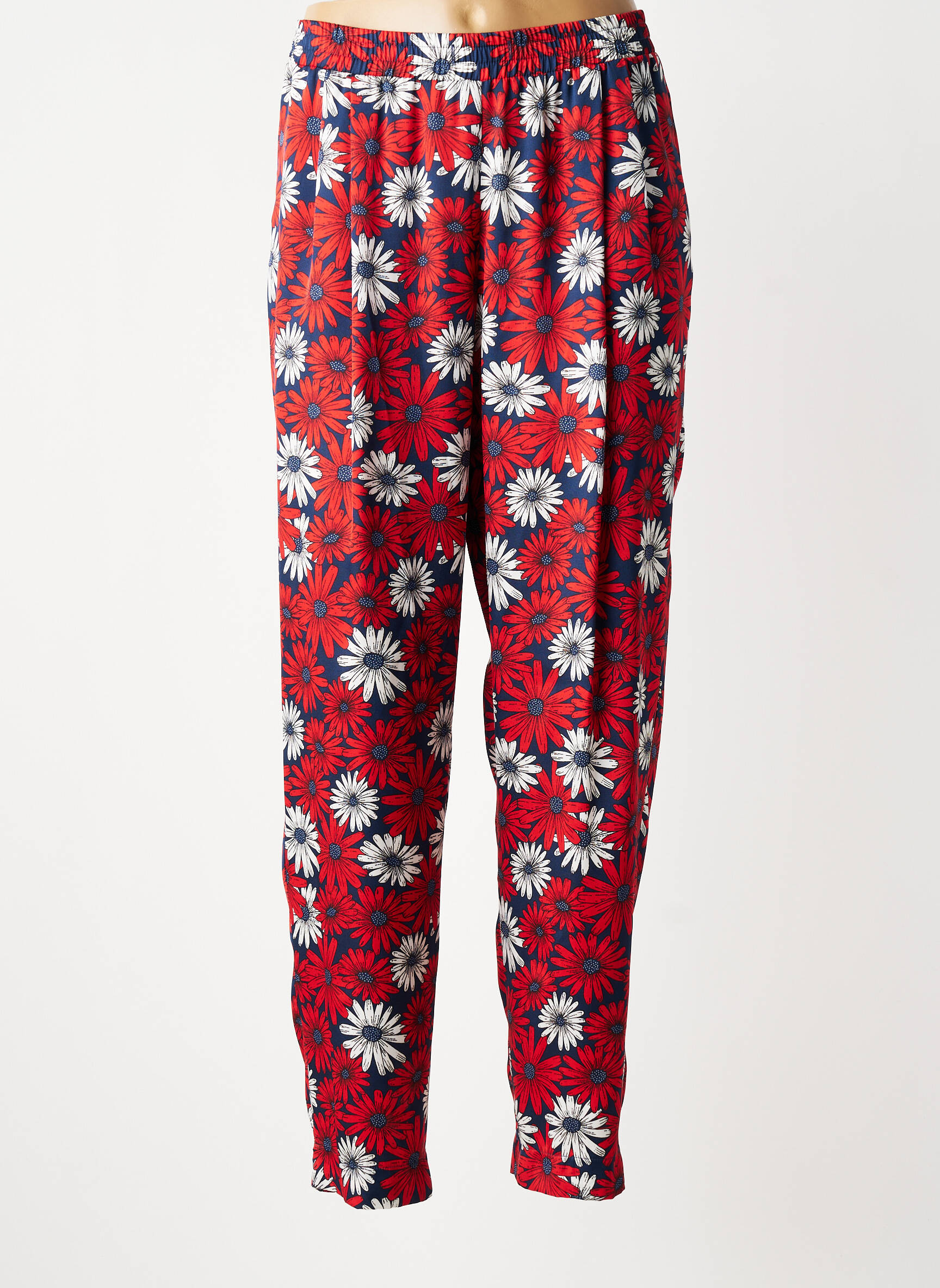 Pantalon droit tissage crêpe rouge LAUREN VIDAL femme