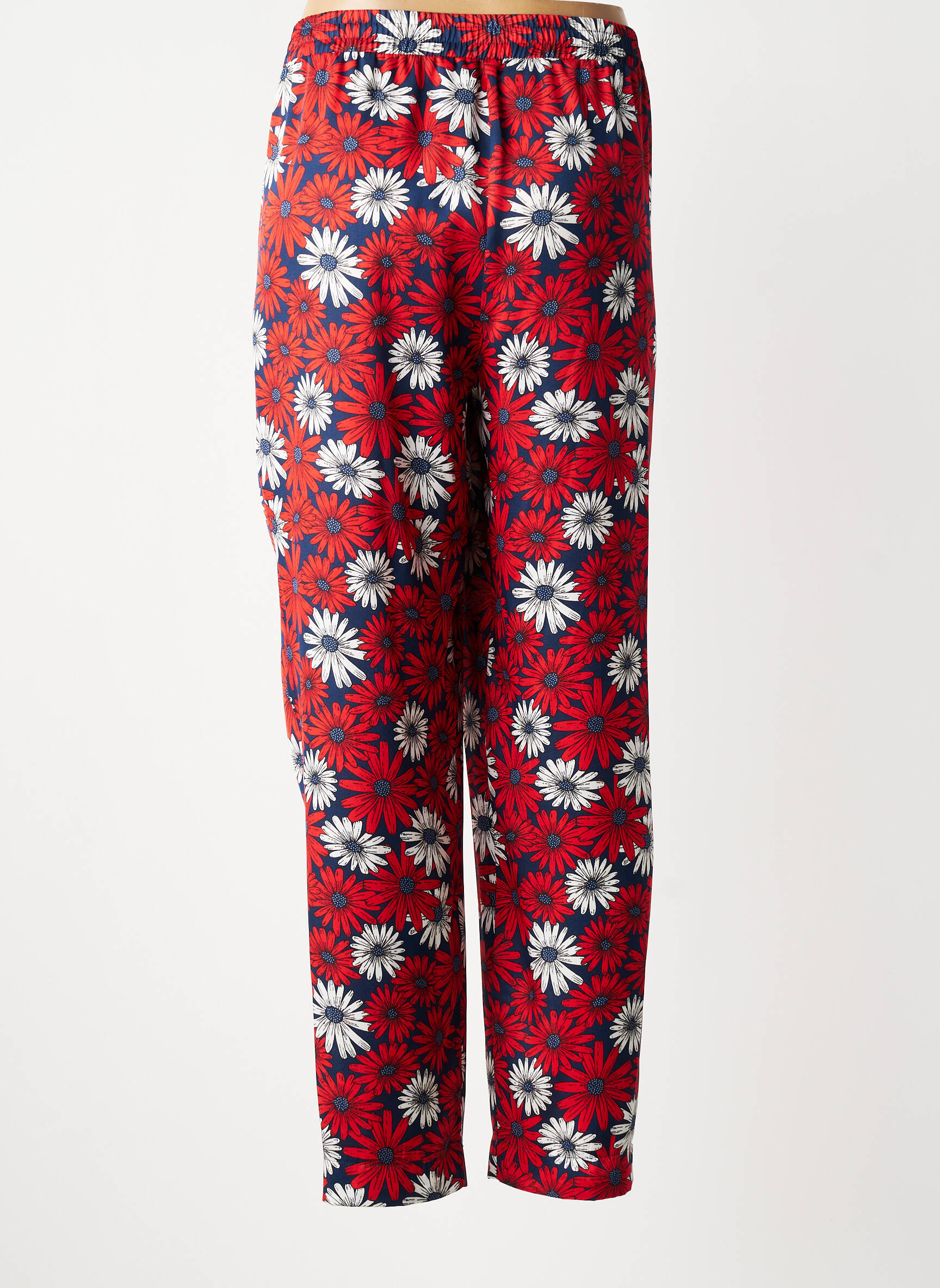 Pantalon droit tissage crêpe rouge LAUREN VIDAL femme
