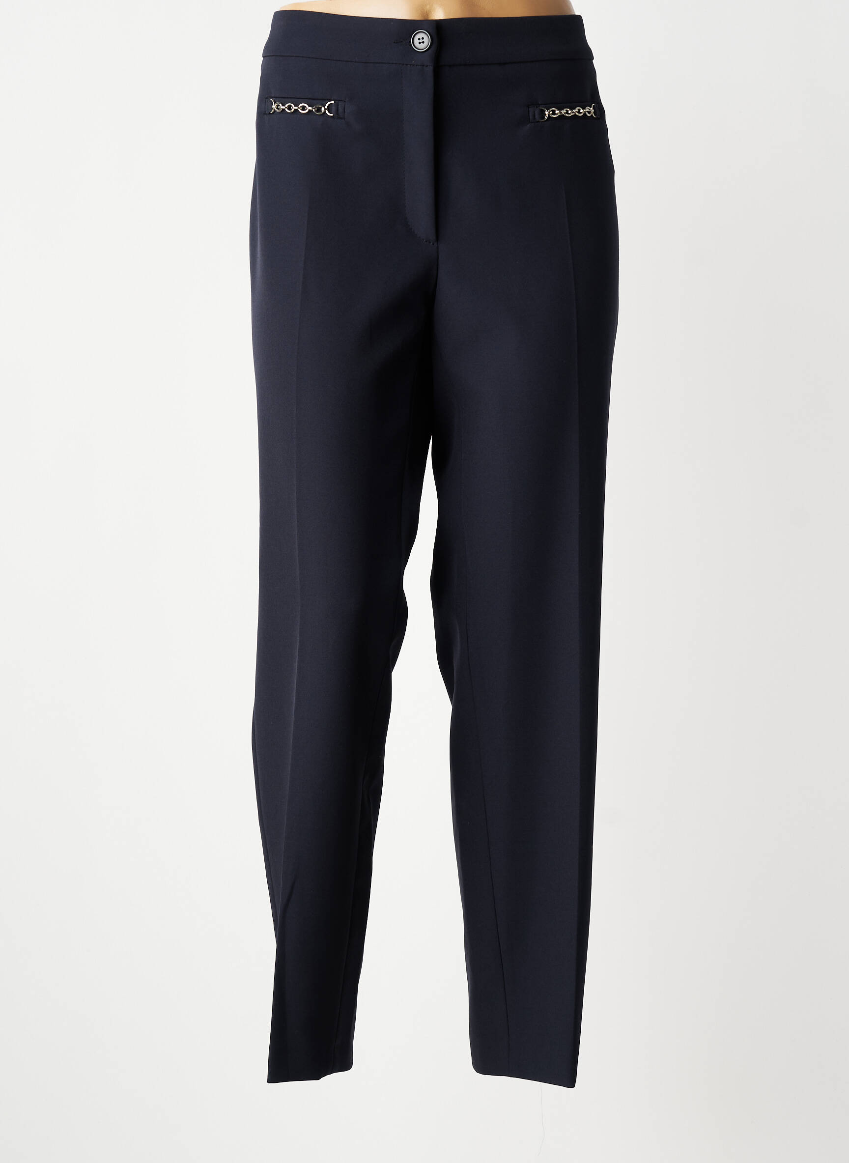 Pantalon droit tissage crêpe taille normale bleu ZERRES femme