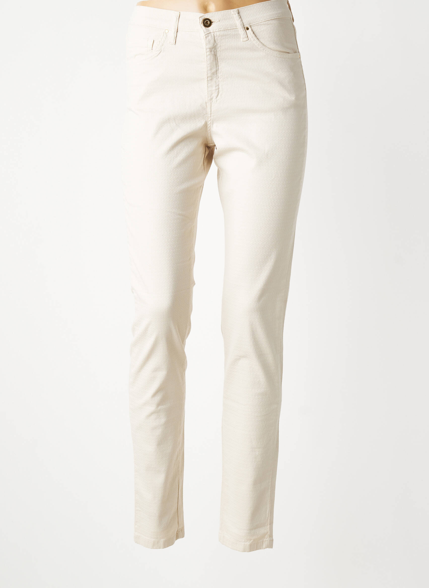 Pantalon slim stretch taille normale beige LDCN femme