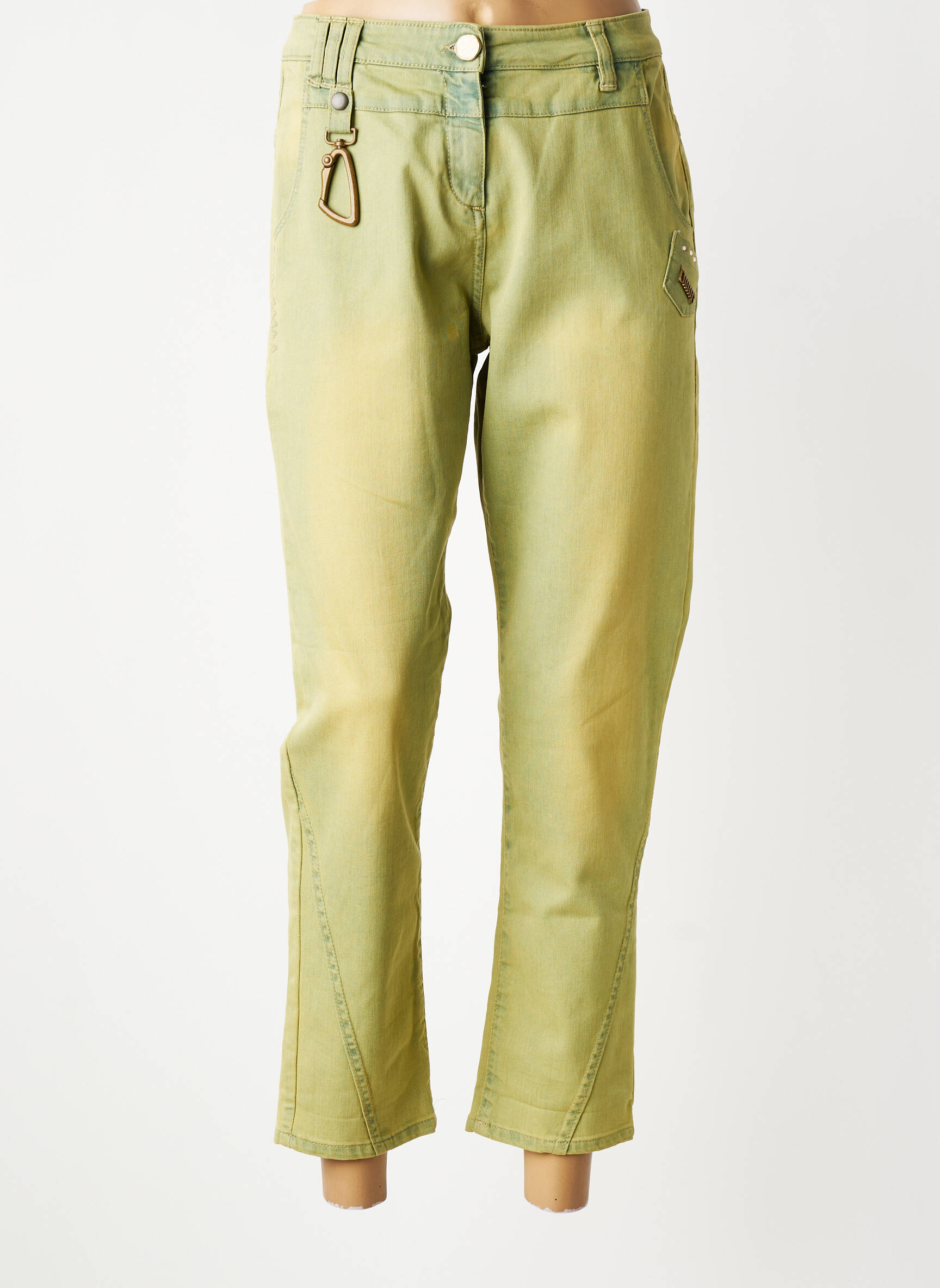 Jeans coupe droite stretch taille normale vert DANIELA DALLAVALLE femme