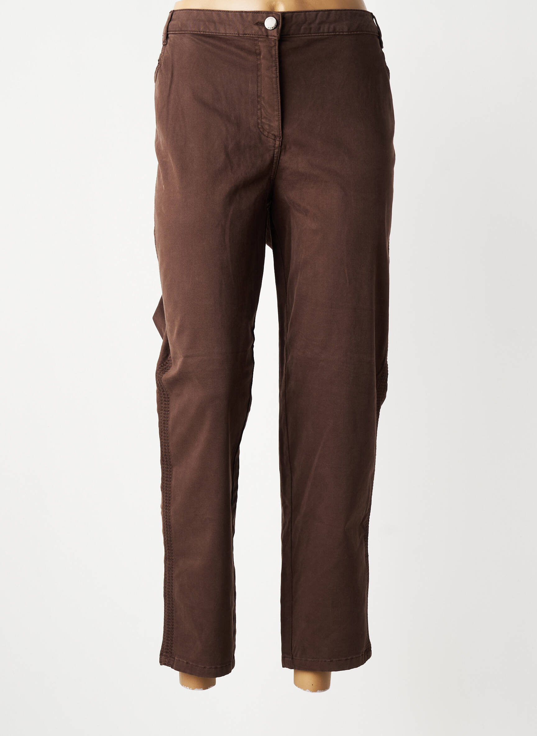 Pantalon droit stretch taille normale marron FUEGO WOMAN femme