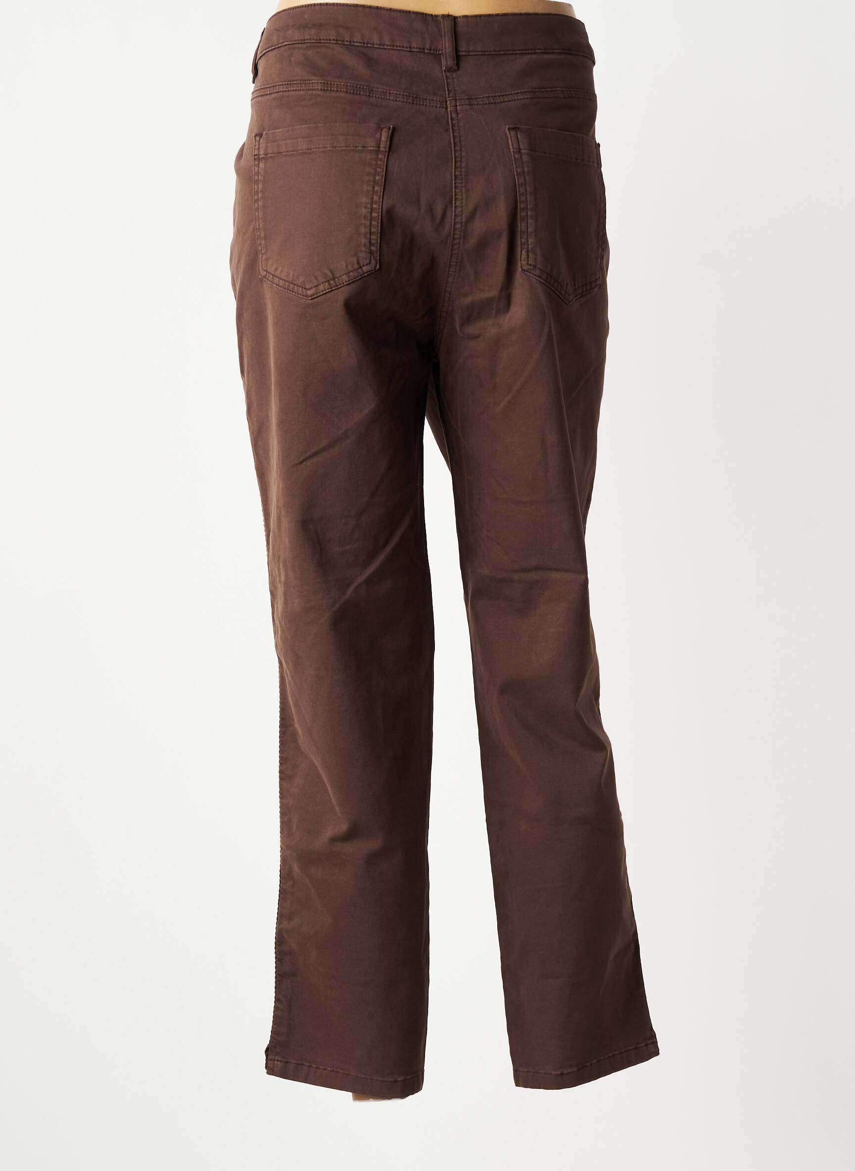 Pantalon droit stretch taille normale marron FUEGO WOMAN femme