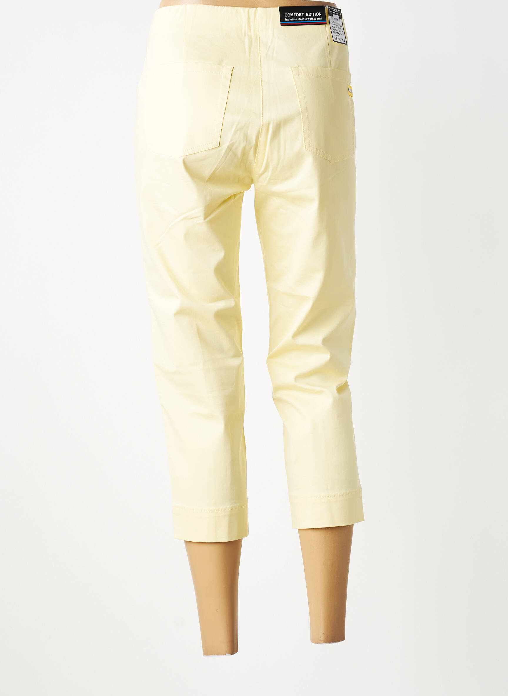 Pantacourt stretch taille normale jaune ZERRES femme