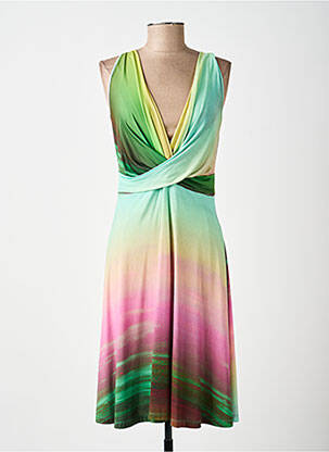 Robe mi-longue sans manche sans manche vert EROKE femme
