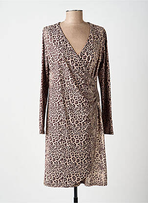 Robe mi-longue manches longues manches longues marron ESCORPION femme