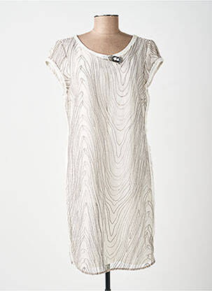Robe mi-longue manches courtes manches courtes gris DANIELA DALLAVALLE femme