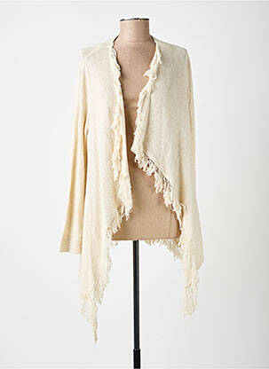 Gilet manches longues col v beige LAUREN VIDAL femme