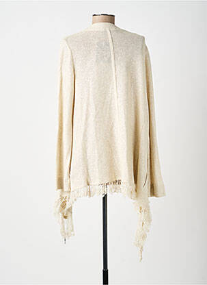 Gilet manches longues col v beige LAUREN VIDAL femme
