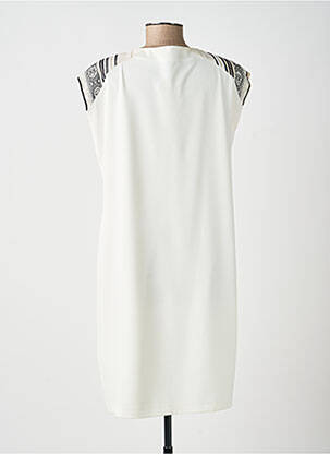 Robe mi-longue tissage crêpe manches courtes beige ANDAMIO femme