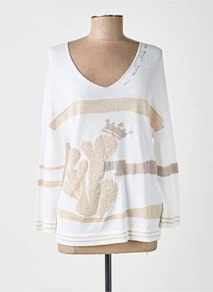 Pull col v manches longues blanc ELISA CAVALETTI femme
