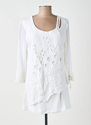 Tunique manches longues légère et transparente blanc ELISA CAVALETTI femme