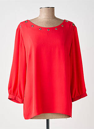 Blouse col rond manches 3/4 rouge ANDAMIO femme
