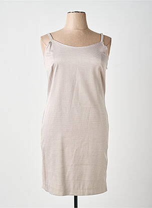 Robe mi-longue col rond fines bretelles beige CHEMA BLANCO femme