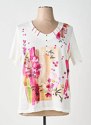 T-shirt col v manches courtes beige BAGORAZ femme
